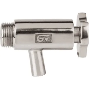 Válvula amostragem sanitária PN10 em aço inox com acabamento sanitário Ra ≤ 0,8 µm, para aplicações higiénicas e industriais.